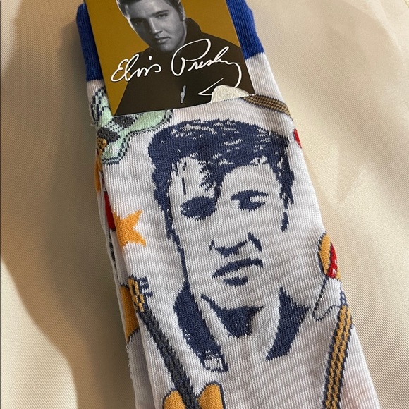 Elvis Presley Official Merchandise Blue and White Men's Socks NWT - Picture 3 of 6